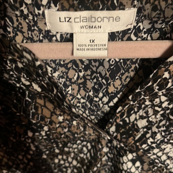 NEW LIZ CLAIBORNE NWT 1X PYTHON TANK BLOUSE WITH MATCHING BELT TIE CAREER TOP - Picture 3 of 8